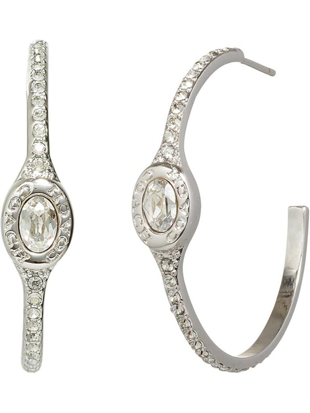 Stylish Women's Pave Hoop Earrings - Elegant Signature Design, Perfect Gift